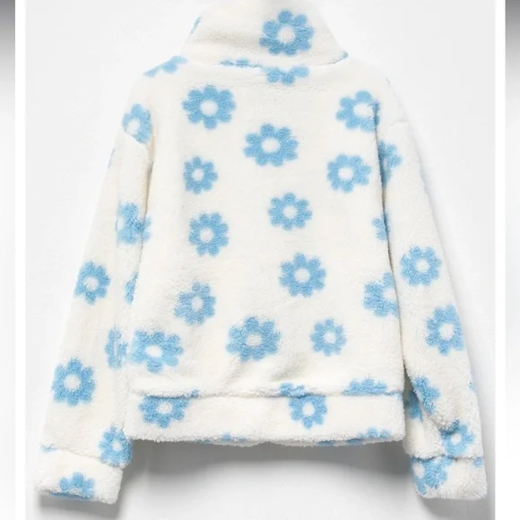 RSQ Girls Floral Print Sherpa Jacket size M - Picture 4 of 8